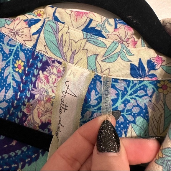 Aratta Park De La Pau Shirt Blouse Button Down Boho Paisley size Medium - Picture 4 of 6